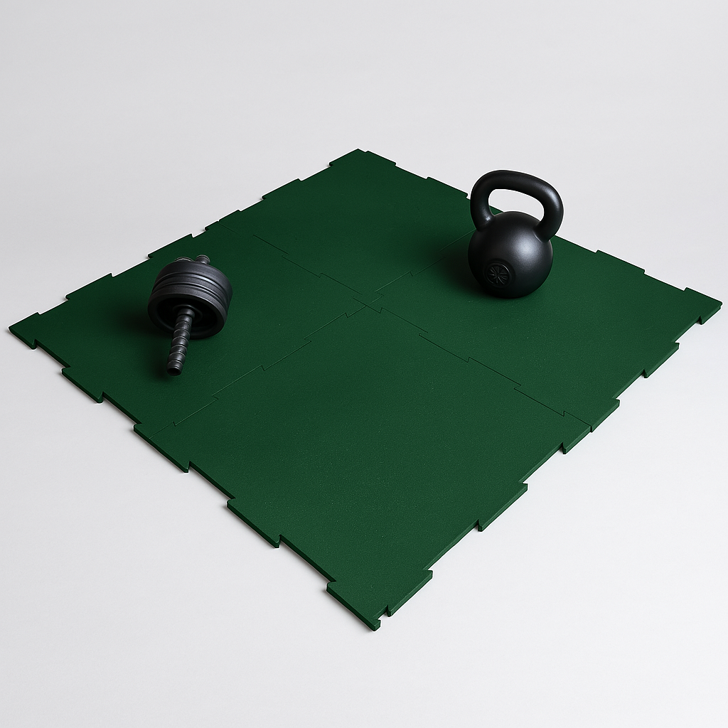 Piso de Caucho 50x50cm 7mm encastrable 1 m2 Verde Oscuro