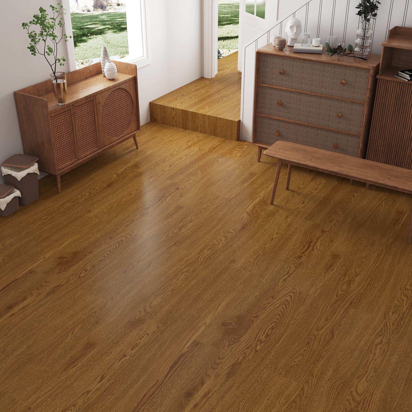 Piso Vinílico MIEL AUTOADHERIBLE caja por 5.01 m2 (36 duelas) medidas 91.4x15.4 cm espesor 2 mm