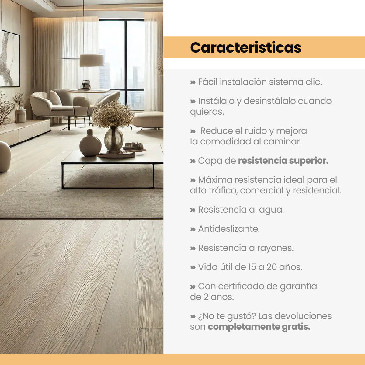 Piso Vinílico SPC SISTEMA CLICK MÁRFIL 5mm caja por 2.23 m2