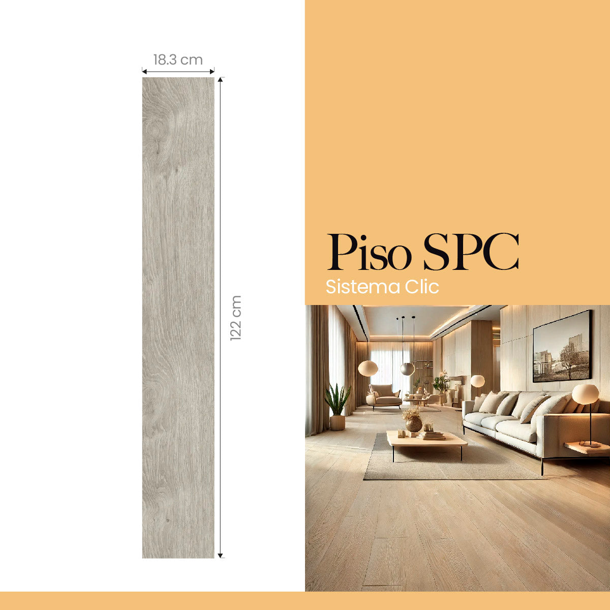 Piso Vinílico SPC SISTEMA CLICK MÁRFIL 5mm caja por 2.23 m2