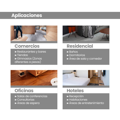 Piso Vinílico GRIS AUTOADHERIBLE caja por 5.01 m2 (36 duelas) medidas 91.4x15.4 cm espesor 2 mm