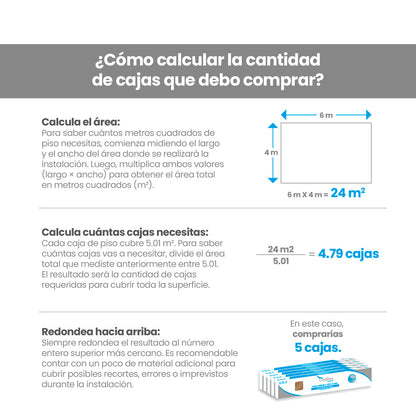 Piso Vinílico GRIS AUTOADHERIBLE caja por 5.01 m2 (36 duelas) medidas 91.4x15.4 cm espesor 2 mm